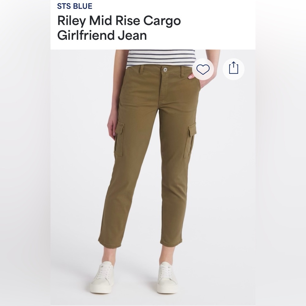 Riley mid rise cargo girlfriend jeans.